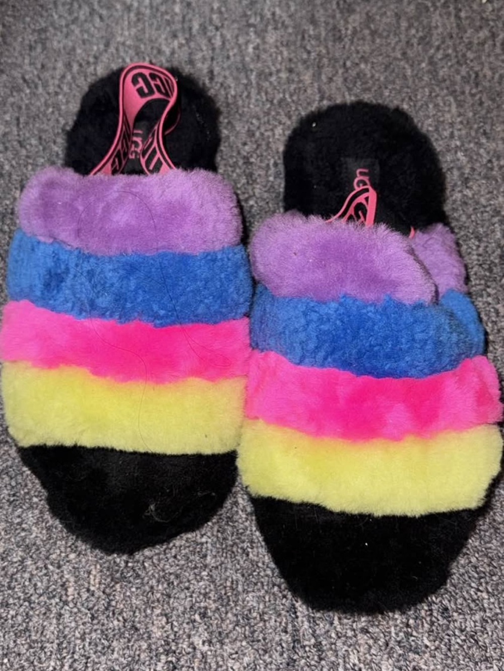 UGG Rainbow Fuzzy Slide Slippers - Multicolor